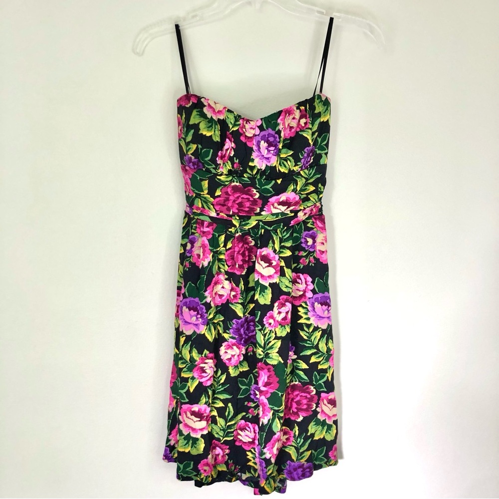 Delia's Strapless Black Floral Dress Size 7 / Small.